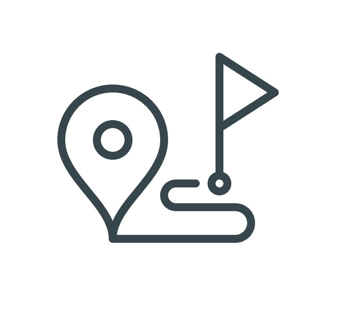 Es ist ein Icon mit einem Weg vom Start zum Ziel abgebildet