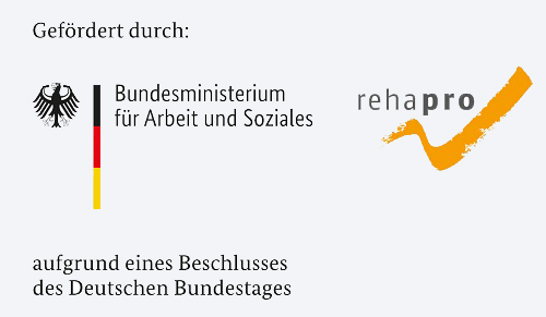 Abbildung Logo Bundesministerium für Arbeit und Soziales mit Logo rehapro