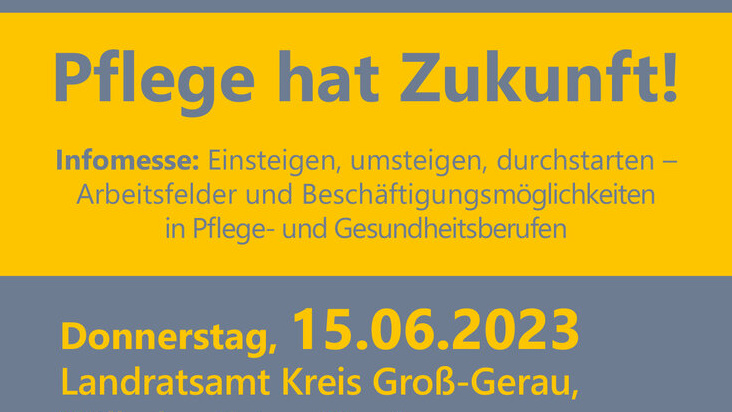 Ein Flyer mit Informationen zur Infomesse Pflege und Gesundheit ist abgebildet