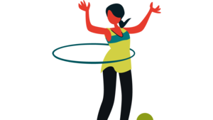 Zu sehen ist eine Frau mit Hula-Hoop-Reifen